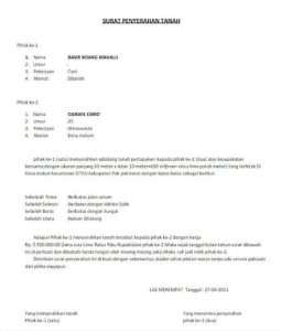 Contoh Surat Penyerahan Tanah